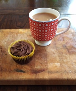 Cupcake and cup of tea