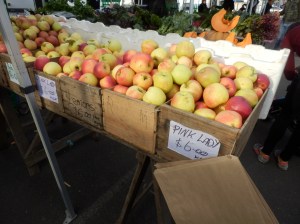 Wooden crates of apples